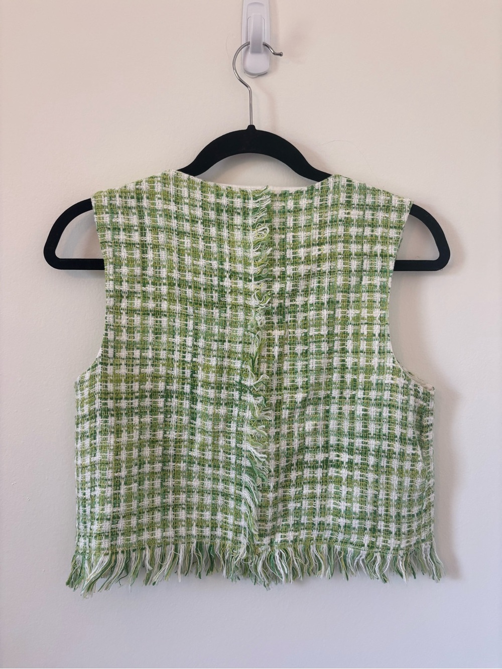 Green Tweed Fringe Button-Front Zara Top - Picture 6 of 6
